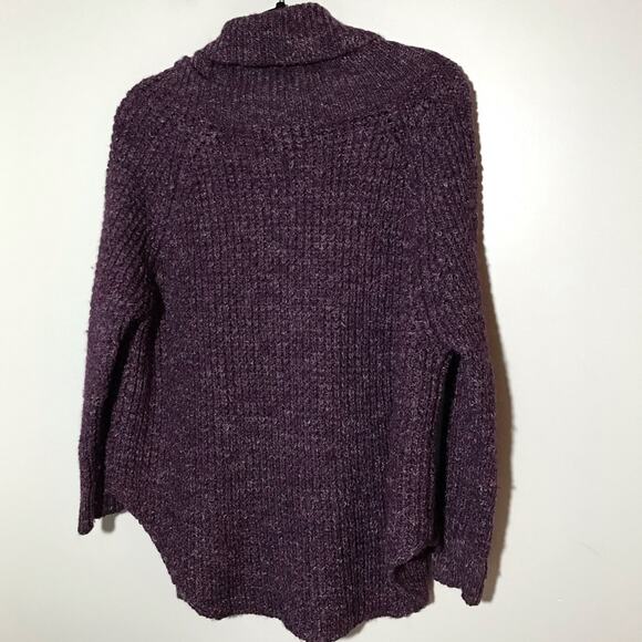 Free People S wool blend shaker knit purple sweater asymmetrical hem oversized - Picture 2 of 8